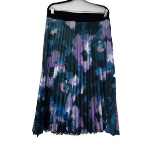 Epik woman's XL pleated midi mid summer night skirt blue purple fun casual class
